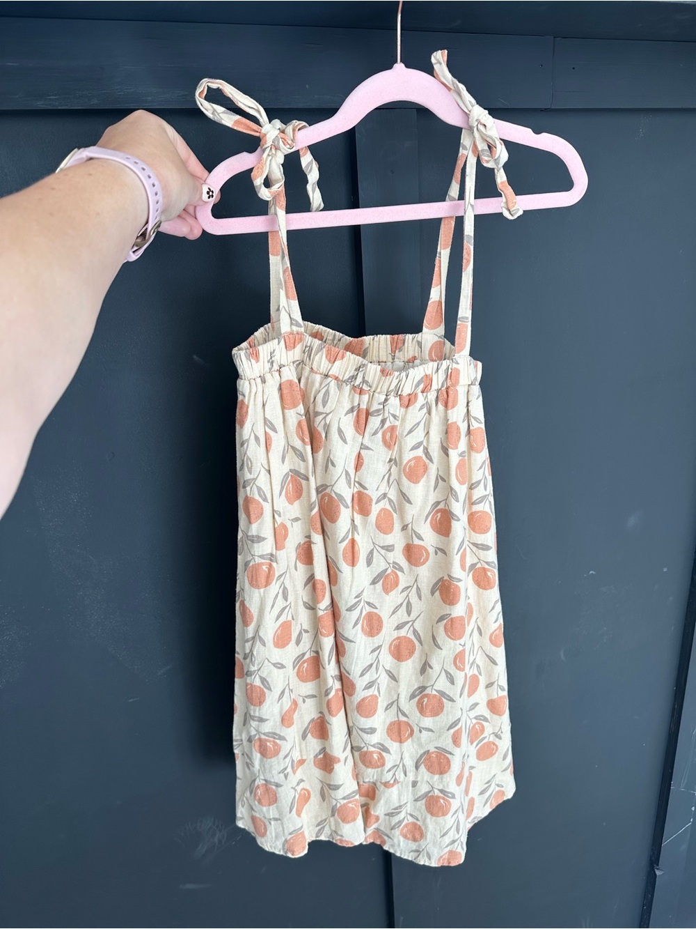 Rylee + Cru Cream Peach-Print Tie-Shoulder Toddler Dress